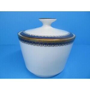 Kahla German Democratic Republic Cobalt, Gold on White Covered Sugar Dish VGC
